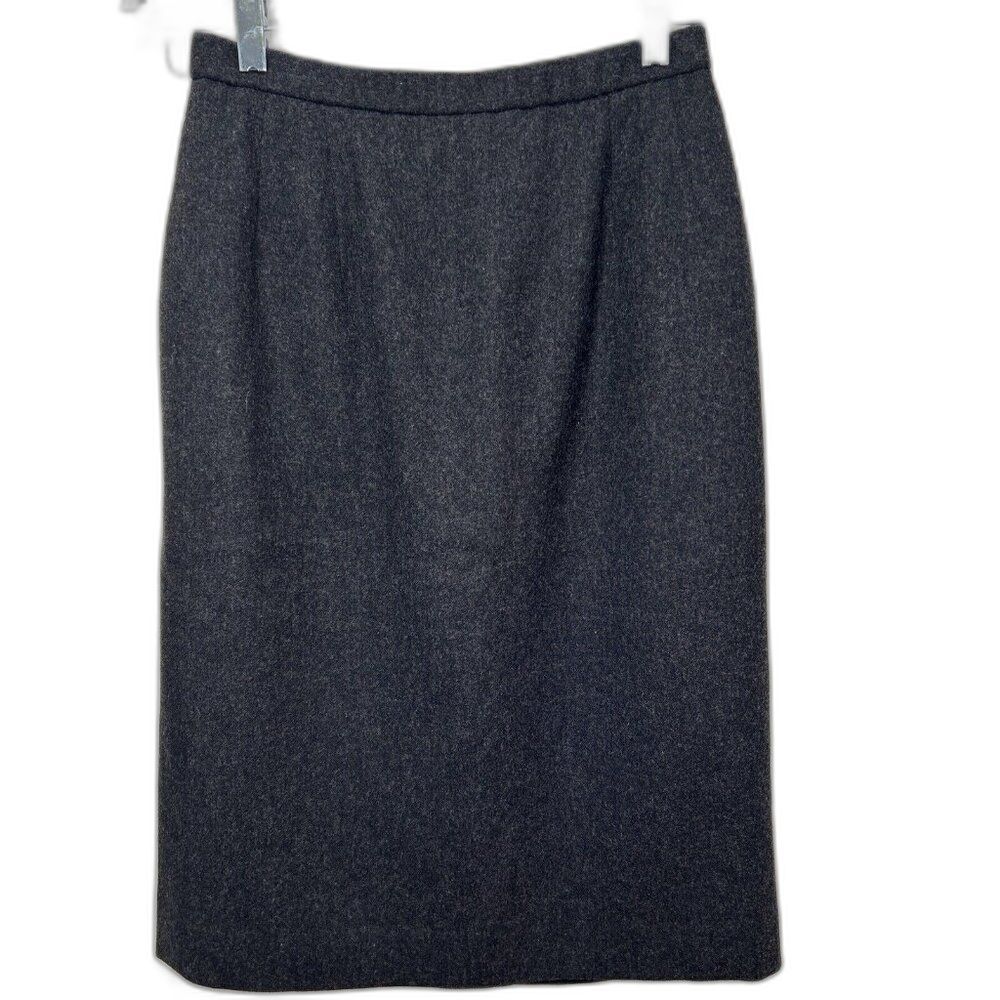 Vintage Pendleton Pencil Skirt Size 8 Petite Charcoal 100% Virgin Wool Lined - Picture 1 of 10